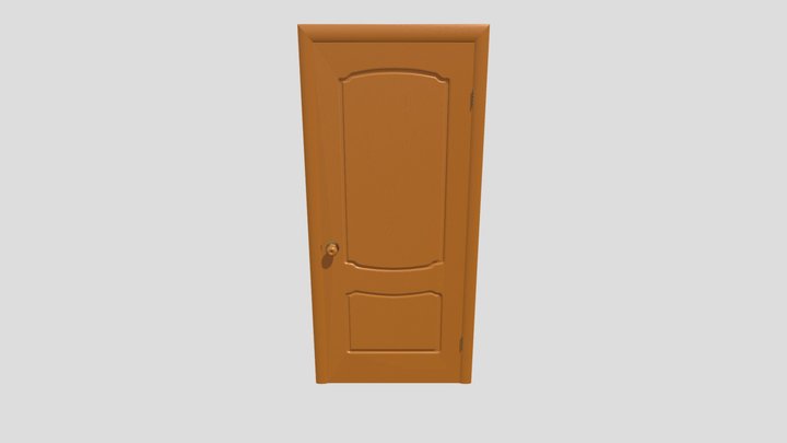 Orange wooden door 3D Model