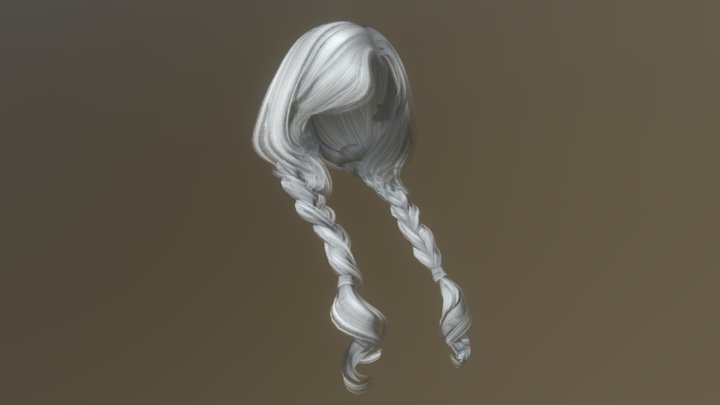 Two Braids With Bangs (With Bones) 3D Model