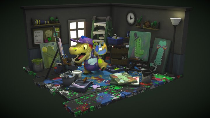🐊 Crocodile Painter 3D Model
